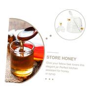 FUNOMOCYA Transparent Glass Honey Dispenser Jar with Dipper Large Honey Storage Pot for Syrup Jam and Seasoning Compact Glass Container for Home Kitchen Use