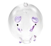 FUNOMOCYA Transparent Glass Piggy Bank for Adults Cute Purple Pig Shaped Money Pot with Creative Design Practical Coin and Bill Saving Box for Desktop Decor and Daily Use