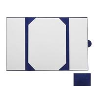 FUNOMOCYA Trifold A4 Diploma Cover Certificate Holder with Blue Leather Round Button, Graduation and Marriage Certificate Protector, Document Award Cover for Presentation and Storage