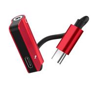 FUNOMOCYA Type C to 3.5mm Audio Adapter 2 in 1 Headset Accessory | Plug and Play Use, Tpe and Alloy Build, Charge and Listen Simultaneously, Red Finish