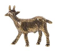 FUNOMOCYA Vintage Brass Goat Statue Antique Metal Goat Tea Pet Ornament for Table Decor with Easy Maintenance, Collectible Retro Animal Figurine for Interior Styles and Home Feng Shui
