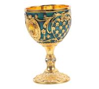 FUNOMOCYA Vintage Medieval Chalice Goblet Retro Onesip Wine Cup Metal Decorative Offering Cup for Ceremonial Halloween and Worship Use