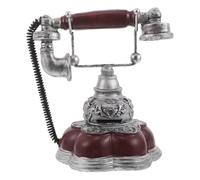 FUNOMOCYA Vintage Red Resin Telephone Ornament Retro Rotary Phone Model Home Decor Accent for Living Room Bedroom Wine Cabinet Decorative Display