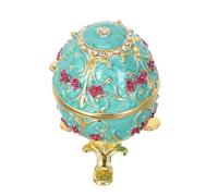 FUNOMOCYA Vintage Russian Enamel Egg Jewelry Box Hand Painted Hinged Trinket Organizer with Rhinestones for Rings Necklaces Collectible Keepsake
