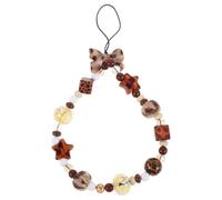 FUNOMOCYA Vintage Style Beaded Cellphone Lanyard with Leopard Print, Plastic Resin Material Mobile Phone Bracelet Suitable for Daily Wear, Fits Most Phone Models