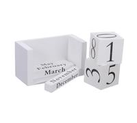 FUNOMOCYA Vintage Wooden Block Perpetual Calendar Compact Desk Cube with Month Day Display Reusable Desktop Wood Calendar for Home Office Decoration and Year Use