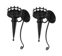 FUNOMOCYA Wall Mounted Iron Art Candle Holders Vintage Black Wrought Iron Candle Sconces Retro Wall Hanging Candlesticks 2pcs Set for Home Torch and Gothic