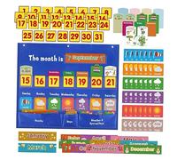 FUNOMOCYA Weekly Classroom Calendar Pocket Chart with Weather Cards Educational Hanging Organizer for Home and School Includes Card Pockets for Dates Days and Weather Learning