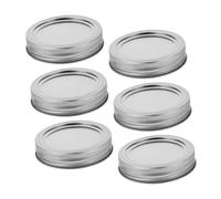 FUNOMOCYA Wide Mouth Mason Jar Lids 6pcs Leakproof Airtight Tinplate Replacement Covers for 86mm Canning Jars with Silver Rings for Food Storage