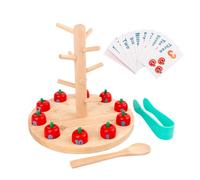 FUNOMOCYA Wooden Apple Tree Educational for Preschool Early Learning Interactive Plaything Montessori Style Cognitive Game for Boys