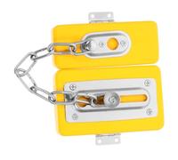 FUNOMOCYA Wooden Busy Board for Cognitive Sensory Montessori Educational Door Lock Activity Hand-eye Coordination and Problem-solving Development Yellow DIY Lock Chain