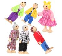 FUNOMOCYA Wooden Dolls Family Playset with Movable Arms and Legs Miniature Human Figures for Flexible Desktop Dollhouse for Storytelling Role Play Social Skills Development