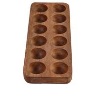 FUNOMOCYA Wooden Egg Storage Tray with 12 Holes for Kitchen and Refrigerator, Brown Egg Holder Platter with Splinterfree Surface and Smooth Finish, for Home Decor and Countertop