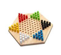 FUNOMOCYA Wooden Hexagon Checkers Board Educational Chinese Checkers Game for Adults Family Interactive Enhancing Logical Thinking and Bonding Natural Log Color