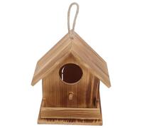 FUNOMOCYA Wooden Hummingbird Nesting House for Outdoors, Small Solid Pine Birdhouse 17.5x18.2x17.2cm with Hanging Hook, Natural Wood Bird Nest Shelter for Garden and Backyard