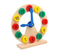 FUNOMOCYA Wooden Number Clock for Educational Cognitive Learning Clock Teaching Aid Safe Paint Hand-eye Coordination and Logical Skill Development Montessori Style Concept Builder