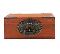 FUNOMOCYA Wooden Storage Case with Lock Vintage Desktop Storage Box for Private Keepsakes Diaries Postcards Brown