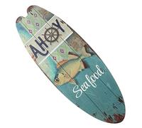 FUNOMOCYA Wooden Surfboard Wall Sign Beach Decorations Coastal Summer Tropical Theme Home Bar Hanging Wall Art for Living Room Bedroom Bathroom