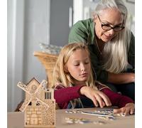 FUNOMOCYA Wooden Windmill Puzzle Music Box for Early Educational Plaything with Cutting Technology Creative Assembly to Cultivate Curiosity and Practical Skills