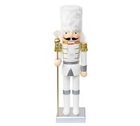 FUNPENY 14" Christmas Decorative Nutcracker Figures, Wooden Festive Collectible Nutcracker Ornament Gift for Indoor Winter Table Desktop Fireplace Decorations (White Soldier)