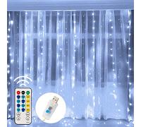 FUNPENY Window Curtain String Lights, 300 LED 8 Lighting Modes Fairy Lights USB Powered, Waterproof Lights for Christmas Bedroom Party Wedding Home Garden Wall Decorations (White)