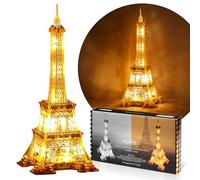 FUNPOLA 13 Inch LED 3D Puzzle for Adults Eiffel Tower Building Model - Model Kit for Adults to build - Landmark of Paris At Night - 3D Acrylic Puzzle Décor Lamp DIY Ornament Nightlight