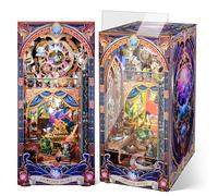 FUNPOLA 3D Wood Puzzle Book Nook Kit, Fantasy Store Bookshelf Insert with LED Lights, DIY Magical Miniature Bookend Décor for Display, Unique Craft Gift for Adults and Teens (Fantasy Store)