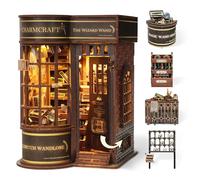 FUNPOLA 3D Wood Puzzle Wizard Wand Book Nook Kit - DIY Miniature Bookshelf Insert with LED Light - Creative Home Decor Gift for Display (Wizard Wand Shop)