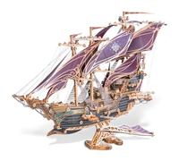 FUNPOLA 3D Wooden Puzzle Pirate Ship Model - Sailing Ship Building Kit, Adventure, Home Decor Display, Creative Gift for Adults and Teens (Purple)