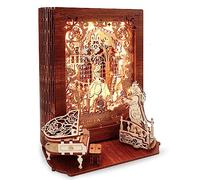 FUNPOLA Beauty and the Beast 3D Puzzle LED Storybook Night Light - Wooden Model Buildable Home Decoration for Kids and Grown-Ups