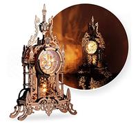 FUNPOLA LED 3D Puzzle Clock Building Model, 3D Acrylic Puzzle Tower Clock Building Model Desktop LED Ornament Clock Home Decor for Teens/Adults (LED-TC03 Arcylic)