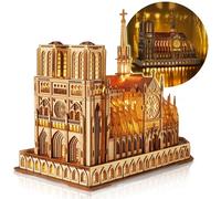 FUNPOLA LED 3D Wooden Puzzle Notre Dame de Paris Model - Illuminated Architectural Display for Home Decor & Collectors