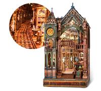 FUNPOLA Magic Library Book Nook Kit - LED 3D Wood Puzzle with Infinity Mirror - DIY Bookshelf Decor, Miniature Craft Gift for Kids and Adults (Whispering Pages)