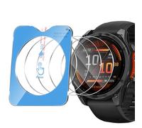 Funrae 4 pieces screen protector for Garmin Fenix 8 Amoled 47 mm for tempered glass, 9H hardness protective film with positioning aid for installation, bubble-free HD anti-scratch screen protector