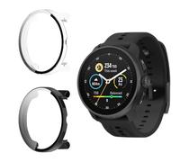 Funrae Case Compatible with Suunto Race S [2 Pieces], Protective Cover Hard PC Frame [With Tempered Glass] HD Clear Anti-Scratch Protection Case - Transparent & Black