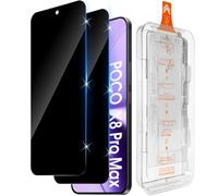 Funrae Pack of 2 Screen Protectors for Xiaomi Mi Poco X8 Pro Max 5G for Tempered Glass Privacy Screen, Bubble-Free [Car Installation], 9H Hardness Anti-Fingerprint Privacy Protective Glass
