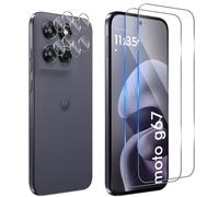 Funrae Screen Protector for Motorola Moto G67/G77 for Tempered Glass with Camera Protection, 2 Pieces 0.33 mm 9H Hardness Film and 2 Pieces Ultra Clear Camera Protection, Anti-Scratch Screen Protector