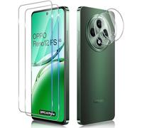 Funrae Screen Protector for OPPO Reno 12 FS 5G for Tempered Glass with Camera Protection, 2 Pieces 0.33 mm 9H Hardness Film and 2 Pieces Ultra Clear Camera Protection, Anti-Scratch Screen Protector HD