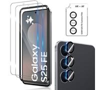 Funrae Screen Protector for Samsung Galaxy S25 FE 5G for Tempered Glass, 2 Pieces 0.33 mm 9H Hardness Film and 1 Piece Ultra Clear Camera Protection (Black), HD Anti-Scratch Screen Protector