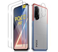 Funrae Screen Protector for Xiaomi Poco M7 4G for Tempered Glass with Camera Protection, 2 Pieces 0.33 mm 9H Hardness Film and 2 Pieces Ultra Clear Camera Protection, Anti-Scratch Screen Protector HD
