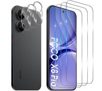 Funrae Tempered Glass Film for Xiaomi Mi Poco X8 Pro 5G, 3 Pieces Camera Film and 3 Pieces Screen Protector, 9H HD Anti Scratch Transparent Camera Screen Protector