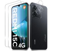 Funrae Tempered Glass Film for Xiaomi Redmi 15C 15C 5G/4G, 2 Pieces Camera Film and 2 Pieces Screen Protector, 9H HD Anti Scratch Transparent Camera Screen Protector