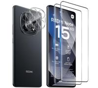 Funrae Tempered Glass Screen Protector for Xiaomi Redmi Note 15 4G with Camera Protection [2+2 Pieces], 3D Full Screen HD Screen Film, 9H Hardness Anti-Scratch Film, 0.33 mm Anti-Bubble Protective