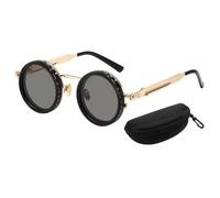 funrautz Adjustable Tint Polarized Sunglasses Mens, Round Sun Glasses with Nd Filter 1-9 Gear, UV Protection Sunglasses for Men Driving Fishing Outdoor Sports Black Golden