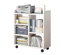 funrautz Mobile Rolling File Cabinet with 6 Open Shelves, Under-Desk Filing Cabinet and Printer Stand, 150 lbs Weight Capacity, File Organizer with 4 Wheels White