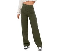 FUNRKLI Women's Linen Pants Summer Casual Palazzo Beach Pant Drawstring High Waist Red2 2XL Army Green