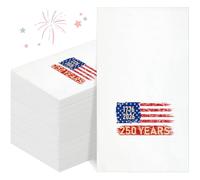 Funrous 100 Pcs 250 Year American Anniversary Napkins Rustic American Flag Disposable Napkins 1776-2026 250th Birthday Patriotic Guest Hand Towel for 4th of July Independence Day Party Supplies