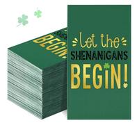 Funrous 100 Pcs St. Patrick's Day Guest Napkins Let's The Shenanigans Begin Paper Napkin Green Irish Disposable Hand Towel for St Patrick Irish Party Dinner Bathroom Decor Supplies (100, Shenanigans)