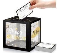 Funrous 51 Pcs Retirement Card Box Retirement Party Well Decorations Retirement Wishes and Advice Card for Women Men Happy Retirement Party Favors and Going Away Party Supplies(Black and Grey)