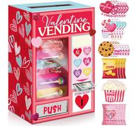 Funrous Valentine Box Kit Vending Machine Valentine's Day Mailbox Card Box with 24 Greeting Cards and Stickers for Valentines Day Gifts Exchange Activity Party Favor Sets Mail Boxes Craft Decorations